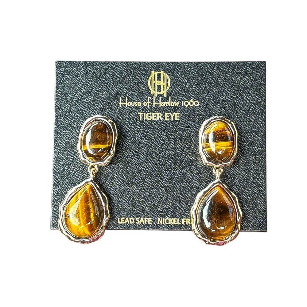 House of Harlow 1960 Tiger Eye Drop Earrings